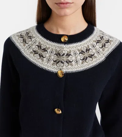 Nili Lotan Josefa Fair Isle Cashmere Cardigan In Blue