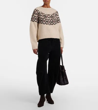 Nili Lotan Chrissy Patterned Cashmere And Silk-blend Jumper In Nude