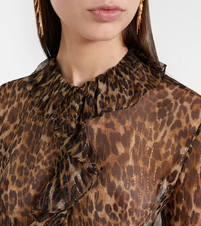 Nili Lotan Cecily Leopard-print Silk-blend Blouse In Brown