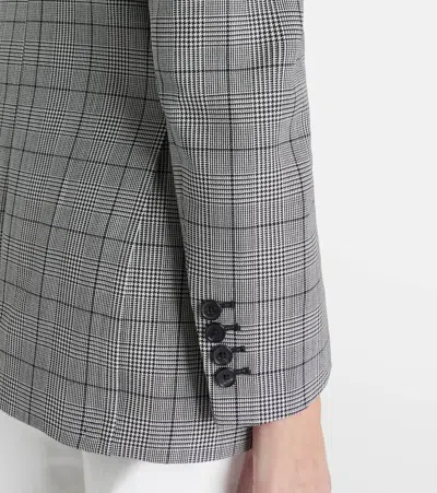 Nili Lotan Plaid-pattern Double-breasted Blazer In Gray