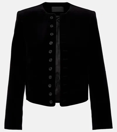 Nili Lotan Patti Cotton Velvet Jacket In Black