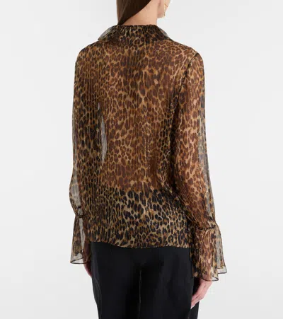 Nili Lotan Cecily Leopard-print Silk-blend Blouse In Brown