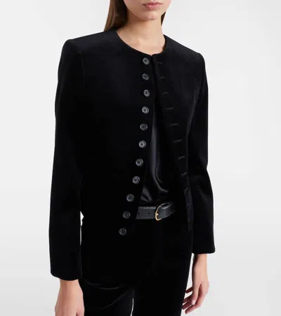 Nili Lotan Patti Cotton Velvet Jacket In Black