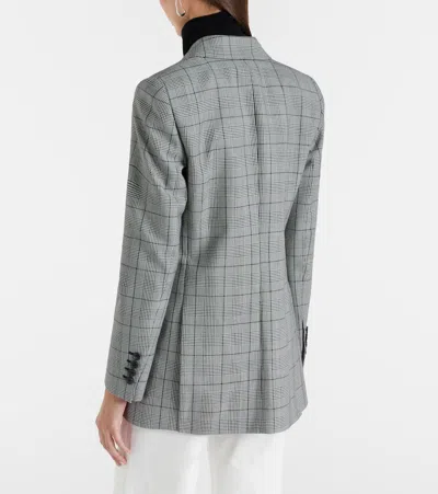 Nili Lotan Plaid-pattern Double-breasted Blazer In Gray