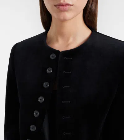 Nili Lotan Patti Cotton Velvet Jacket In Black