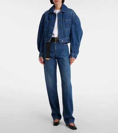 Givenchy Blue Pants With Belt Loops And Logo Patch On The Rear In Denim Woman In Blue