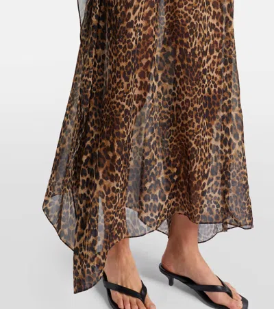 Nili Lotan Erica Leopard-print Semi-sheer Silk Kaftan In Animal Print