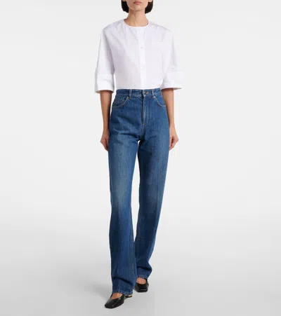 Givenchy Blue Pants With Belt Loops And Logo Patch On The Rear In Denim Woman In Blue