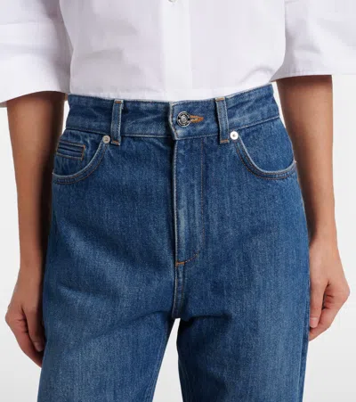 Givenchy Blue Pants With Belt Loops And Logo Patch On The Rear In Denim Woman In Blue