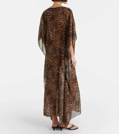 Nili Lotan Erica Leopard-print Semi-sheer Silk Kaftan In Animal Print