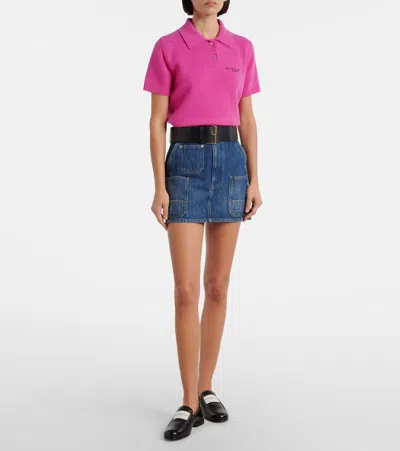 Givenchy Short-sleeve Cashmere-wool Polo Shirt In Pink