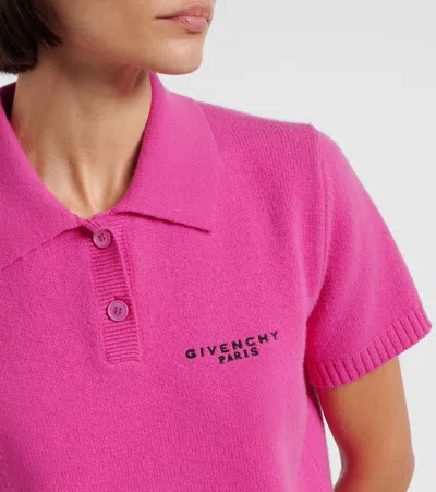 Givenchy Short-sleeve Cashmere-wool Polo Shirt In Pink