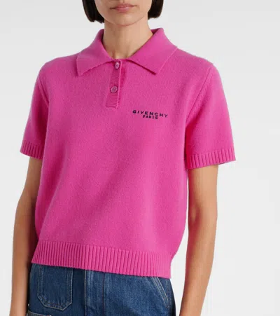 Givenchy Short-sleeve Cashmere-wool Polo Shirt In Pink