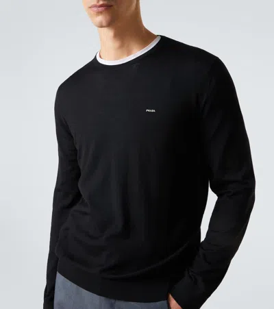 Prada Virgin Wool Sweater In Black