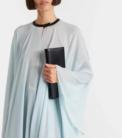Tom Ford Leather-trimmed Silk Kaftan In Blue