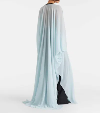 Tom Ford Leather-trimmed Silk Kaftan In Blue
