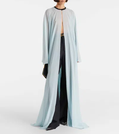 Tom Ford Leather-trimmed Silk Kaftan In Blue