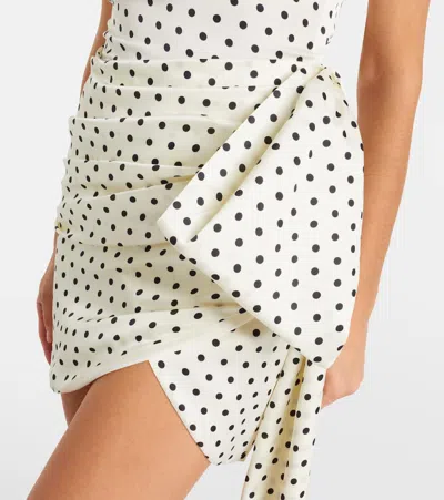Self-portrait Polka Dot Satin Tie Side Mini Dress In White