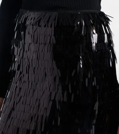 Self-portrait Womens Self Portrait Sequin Flared Woven Midi Skirt In Black