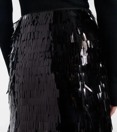 Self-portrait Womens Self Portrait Sequin Flared Woven Midi Skirt In Black