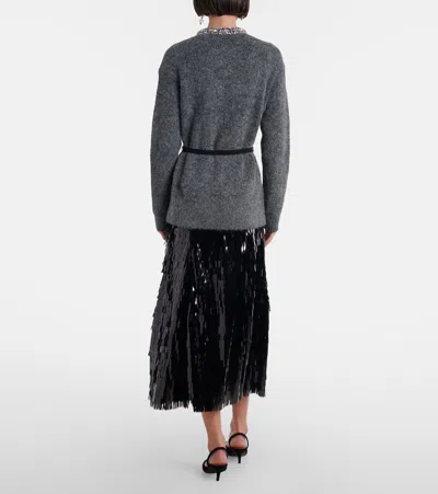 Self-portrait Womens Self Portrait Sequin Flared Woven Midi Skirt In Black