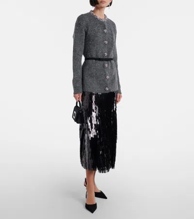 Self-portrait Womens Self Portrait Sequin Flared Woven Midi Skirt In Black