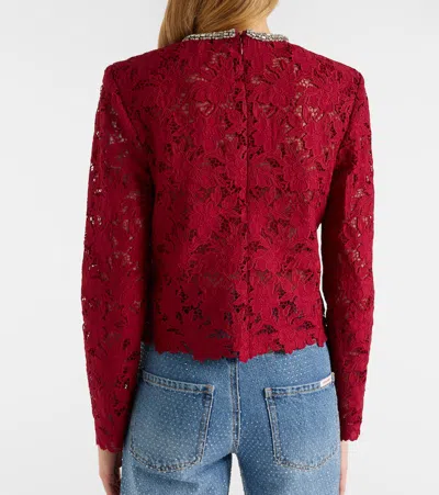 缀饰凸花蕾丝上衣