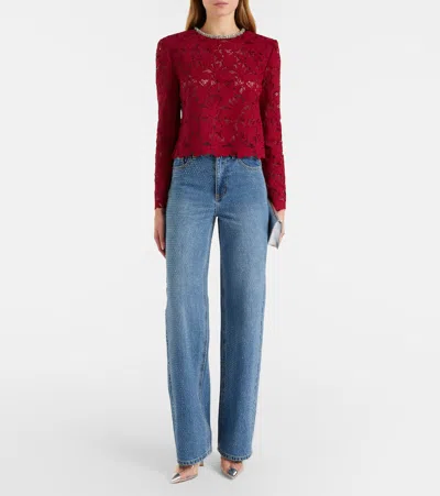 缀饰凸花蕾丝上衣