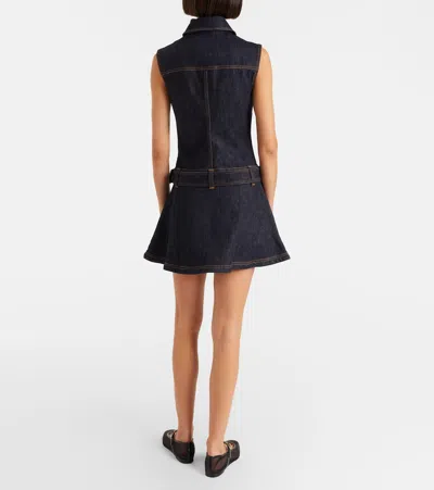 Self-portrait Womens Self Portrait Flared Sleeveless Stretch-denim Blend Mini Dress In Blue