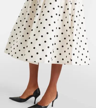 Self-portrait Polka-dot Off-shoulder Cotton Midi Dress In Multi
