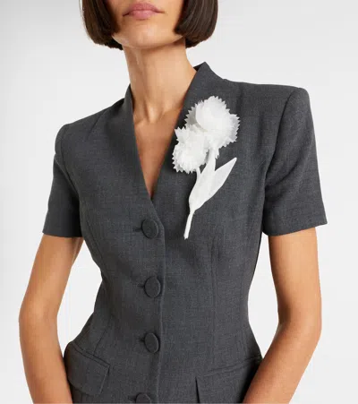 Self-portrait Floral-appliqué Minidress In Black