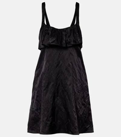 Chloé Ruffled Cutout Crinkled-satin Mini Dress In Black