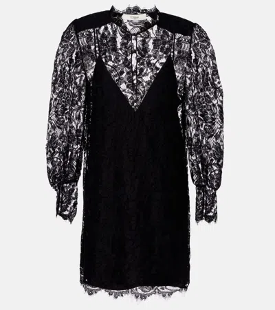 Chloé Women Black Lace Long-sleeved Mini Dress In Black