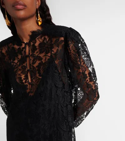 Chloé Women Black Lace Long-sleeved Mini Dress In Black