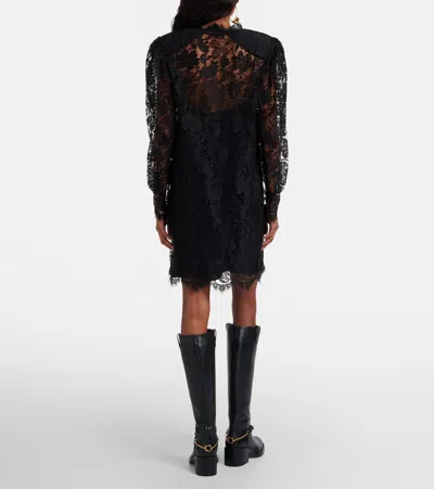 Chloé Women Black Lace Long-sleeved Mini Dress In Black