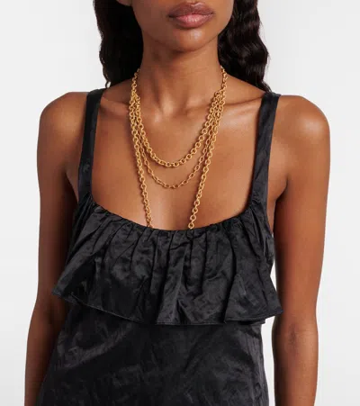 Chloé Ruffled Cutout Crinkled-satin Mini Dress In Black