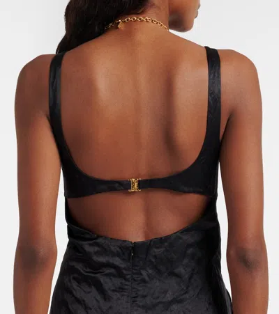 Chloé Ruffled Cutout Crinkled-satin Mini Dress In Black