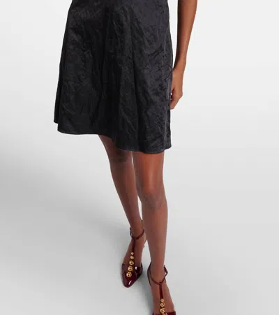 Chloé Ruffled Cutout Crinkled-satin Mini Dress In Black