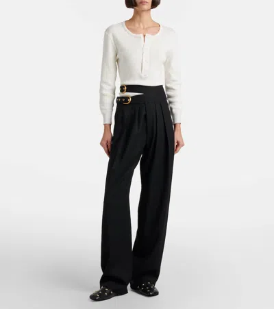 Chloé Virgin Wool Wide-leg Pants In Black