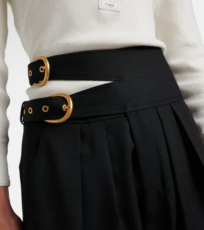 Chloé Virgin Wool Wide-leg Pants In Black