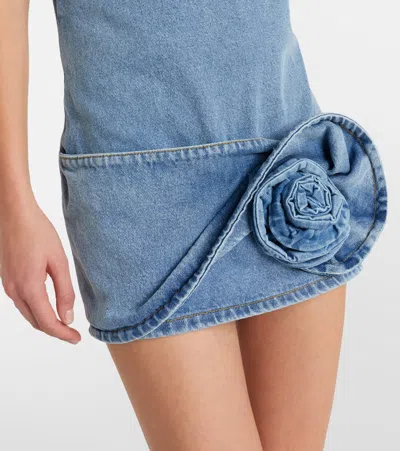 Magda Butrym Floral-appliqué Denim Minidress In Blue