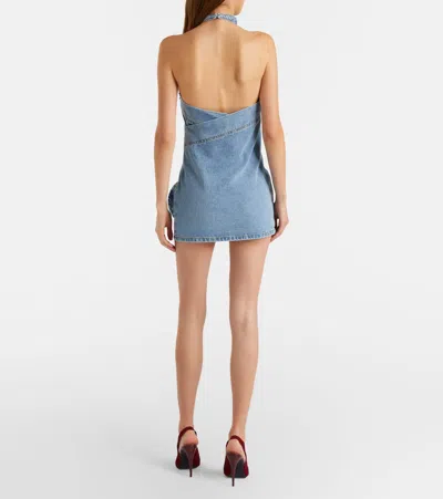 Magda Butrym Floral-appliqué Denim Minidress In Blue