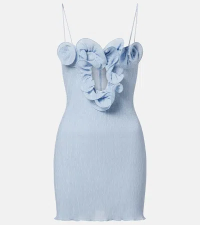 Magda Butrym Embellished Textured Lyocell-blend Mini Dress In Blue