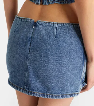 花卉贴花牛仔迷你半身裙