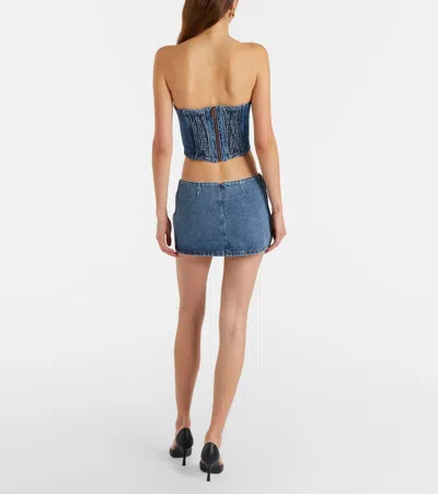 花卉贴花牛仔迷你半身裙