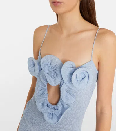 Magda Butrym Embellished Textured Lyocell-blend Mini Dress In Blue