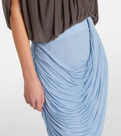 Magda Butrym Draped Ruched Jersey Midi Skirt In Blue