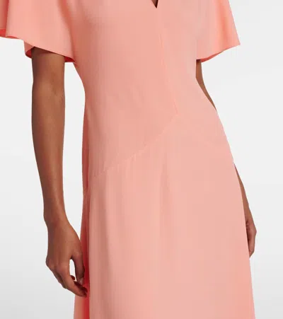 Stella Mccartney V-neck Asymmetric Satin Midi Dress In Pink