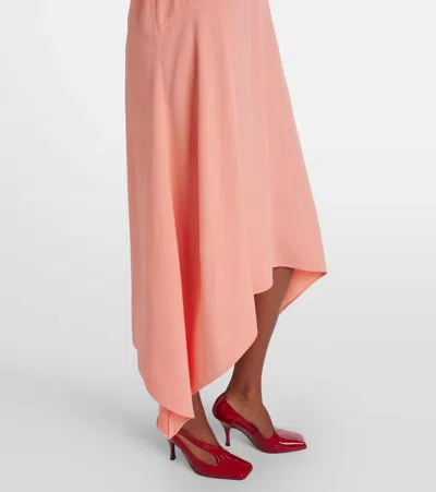 Stella Mccartney V-neck Asymmetric Satin Midi Dress In Pink