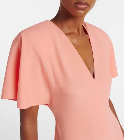 Stella Mccartney V-neck Asymmetric Satin Midi Dress In Pink